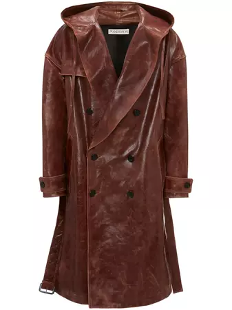 JW Anderson Hooded Leather Trench Coat - Farfetch