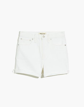 High-Rise Denim Shorts in Tile White