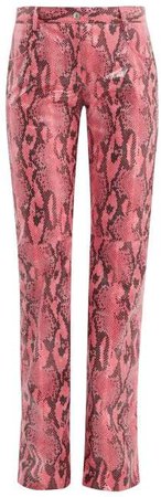 Python Effect Patent Trousers - Womens - Pink