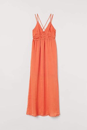 V-neck Maxi Dress - Orange