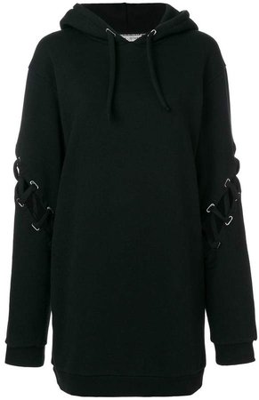 lace-up sleeve oversized hoodie