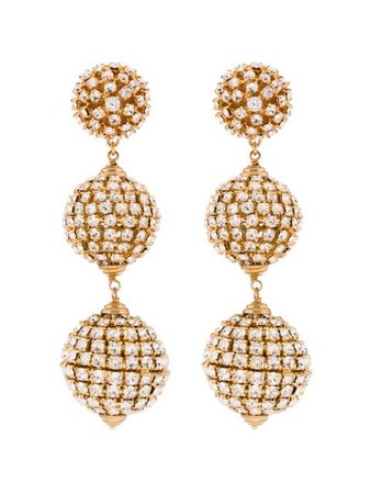 Saint Laurent Smoking Crystal Embellished Ball Drop Earrings 611139Y1526 Gold | Farfetch