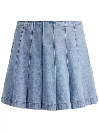 Alice + Olivia Carter Pleated Denim Skirt