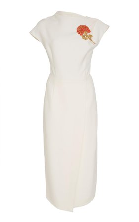 Oscar de la Renta, White Cap Sleeve Cocktail Dress