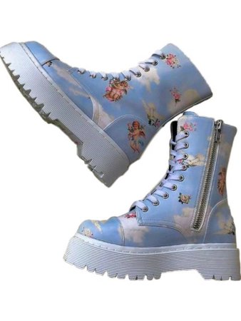 Baby blue angel combat boots