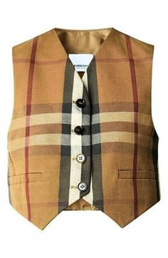 Burberry Cropped Check Waistcoat [ alternative coloring / green tint ]