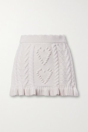 Brendana Ruffled Cable-knit Mini Skirt - Ivory