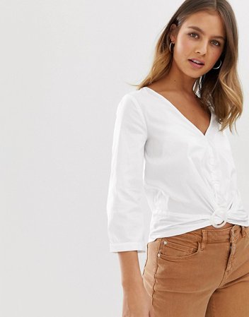 Pimkie blouse with ring detail in white | ASOS