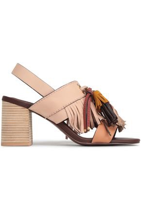 Tasseled leather and suede slingback sandals | SEE BY CHLOÉ | Sale up to 70% off | THE OUTNET
