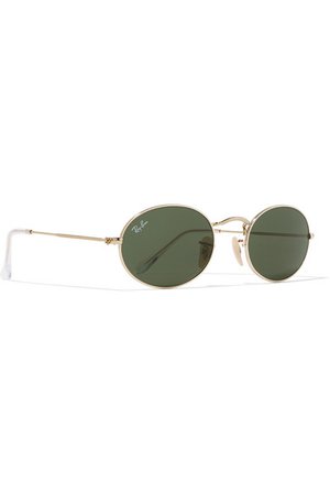 RAY-BAN Oval-frame gold-tone sunglasses