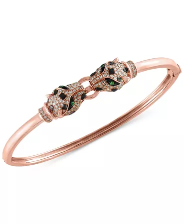 EFFY Collection EFFY® Diamond (3/4 ct. t.w.) and Tsavorite Accent Bangle Bracelet in 14k Rose Gold