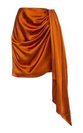Mae Draped Satin Mini Skirt by Jonathan Simkhai | Moda Operandi