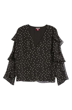 Vince Camuto Polka Dot Tiered Sleeve Blouse | Nordstrom