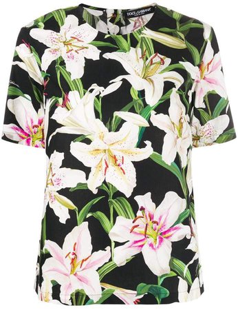 lily pattern T-shirt