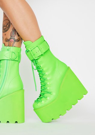 Club Exx Neon Green Traitor Boots | Dolls Kill