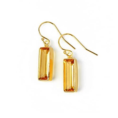 Amazon.com: Citrine earrings, November Birthstone Earrings, Gemstone Bar Dangle Earrings : Handmade Products