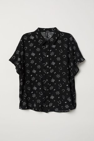 Crêped Blouse - Black/patterned - Ladies | H&M US