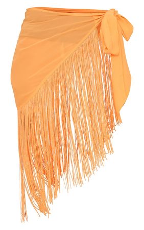 Bright Orange Chiffon Tassel Sarong | PrettyLittleThing