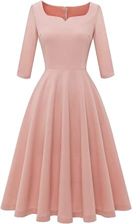 Amazon.com: Dressystar Women's Tea-Length Bridesmaid Vintage Formal Swing Dress with Pockets : Clothing, Shoes & Jewelry