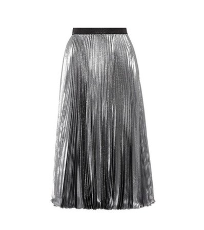 Metallic silk-blend skirt