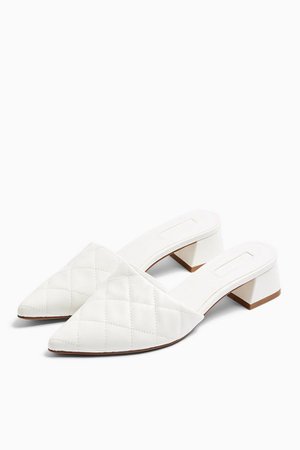 LOLA White Quilted Mules | Topshop white
