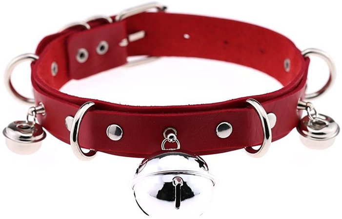 Amazon.com: FM FM42 Red PU Simulated Leather 4cm Large Bell Rivets Neckband Choker Necklace PN1872: Jewelry