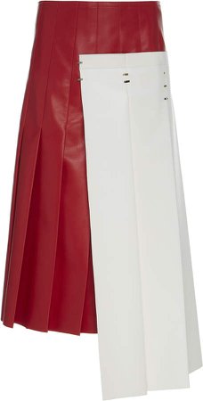 Asymmetric Colorblock Coated Skirt