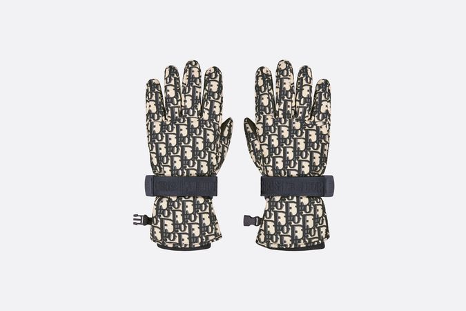 Dior Oblique Ski Gloves Navy Blue Technical Fabric | DIOR