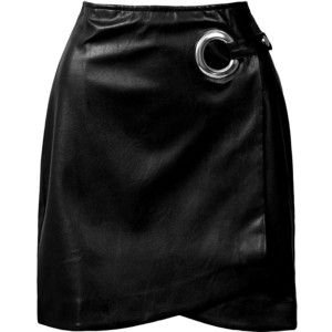 Sans Souci Black faux leather wrap mini skirt
