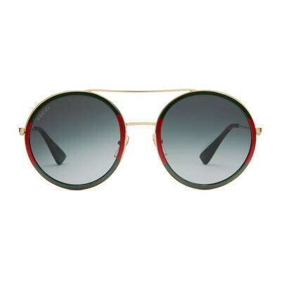 Gold Metal / Green Round-Frame Sunglasses | GUCCI® International
