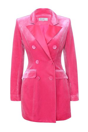 'Cristalle' Pink Velvet Blazer Dress