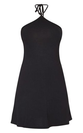 Black Halterneck Tie Skater Dress | Dresses | PrettyLittleThing