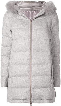 hooded cashmere padded coat