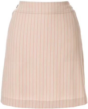Pre-Owned CC button charm stripe skirt