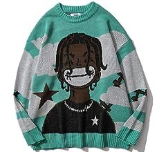 Amazon.com: Cartoon Anime Knitted Sweater Men Winter Oversized Men's Rock Hip Hop Rap Pullover Women Jumper Ugly Sweater (Mint,L,Large) : Clothing, Shoes & Jewelry