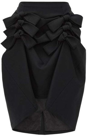 Asymmetric Hem Wool Gabardine Midi Skirt - Womens - Black