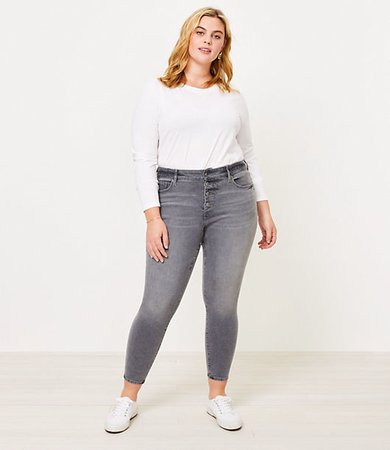 Plus High Rise Skinny Jeans in Silver Grey Wash