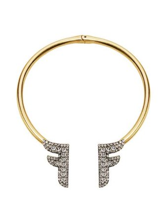 Fendi Crystal Embellished Necklace 8AG8346GX Gold | Farfetch