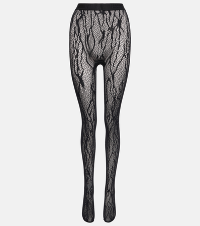 WOLFORD Snake-effect lace tights