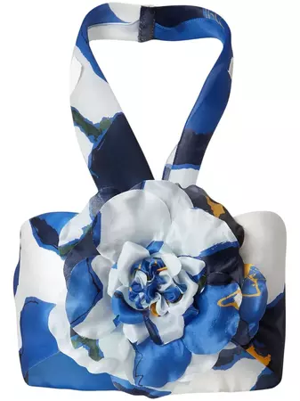 Carolina Herrera floral-appliqué Halterneck Crop Top - Farfetch