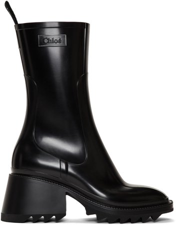 Chloé: Black PVC Betty Rain Boots | SSENSE