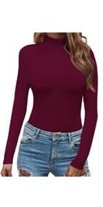 CLOZOZ Long Sleeve Tops for Women Sexy Womens V Neck T Shirts for Women Fitted Shirts Tight Basic Tee at Amazon Women’s Clothing store