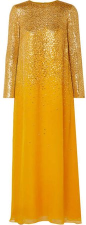 Embellished Silk-chiffon Gown - Saffron