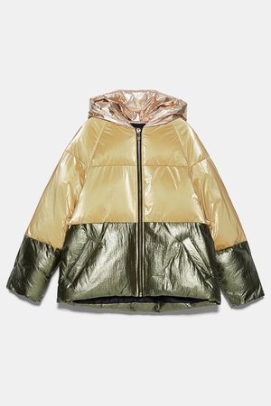 BLOCK COLOR PUFFER JACKET | ZARA United States green gold