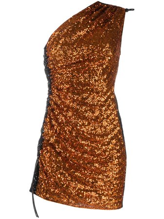 Black & orange 16Arlington one shoulder sequin embellished dress D054S20BLACKORANGE - Farfetch