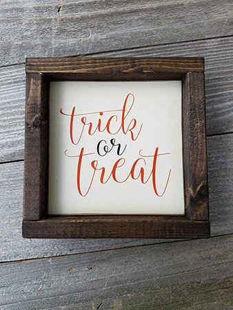 Amazon.com: Trick or Treat Wood Framed Mini Box Sign: Handmade