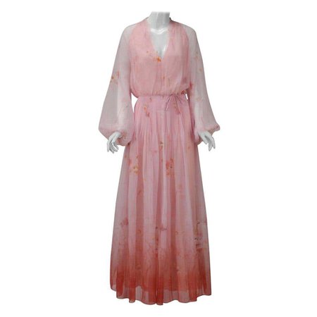 1970s Lillie Rubin Pink Sheer Dress For Sale at 1stDibs