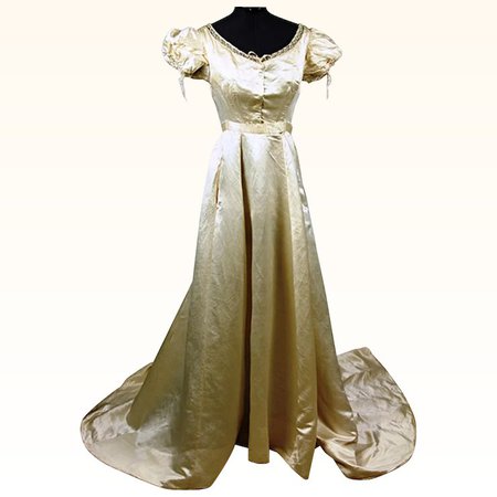Stunning Regency Silk Ball Gown, Trained with Watch and Side Pocket, : The Discerning Collector | Ruby Lane