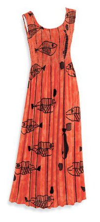 Fish-Print Smocked Dress - Casual, Comfortable & Colorful Women's Clothing