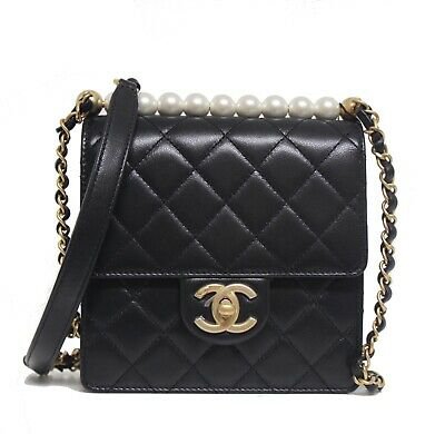 Chanel NIB Chic Pearls Flap Bag Quilted Black Lambskin Mini Limited - Búsqueda de Google